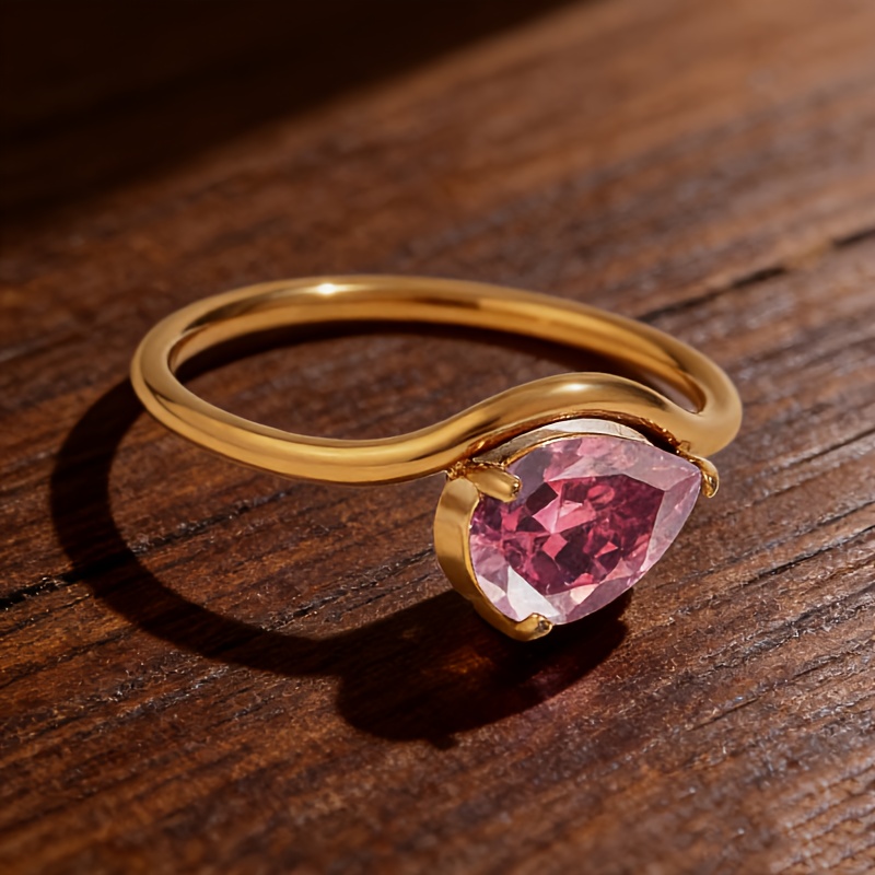 Women's Colorful Teardrop Ring, Exquisite December Birthday Gift